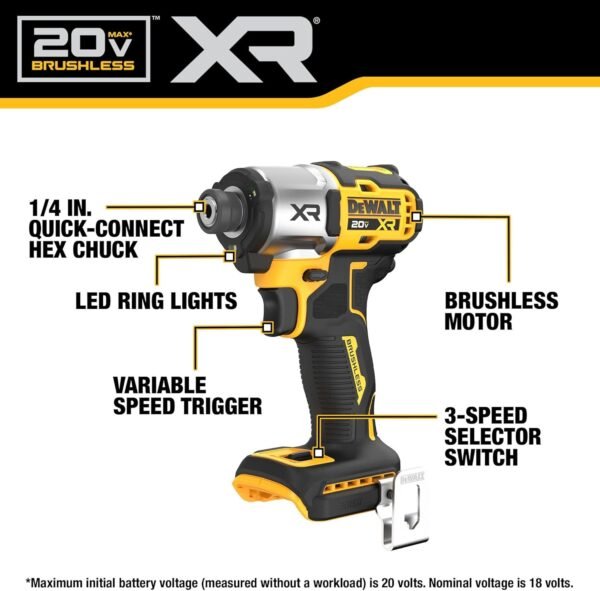 Taladro Atornillador de Impacto Dewalt XR DCF845B caracteristicas